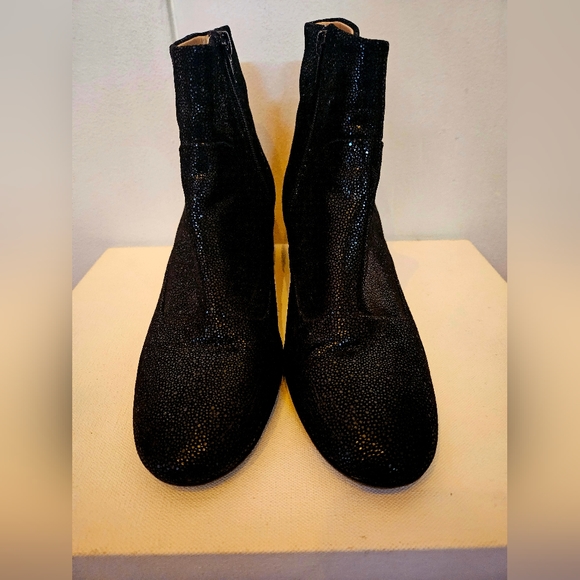 Perfect Amalfi by Rangoni Rima Black Leather Shimmering Booties Ankle Boots 9 - Picture 5 of 7